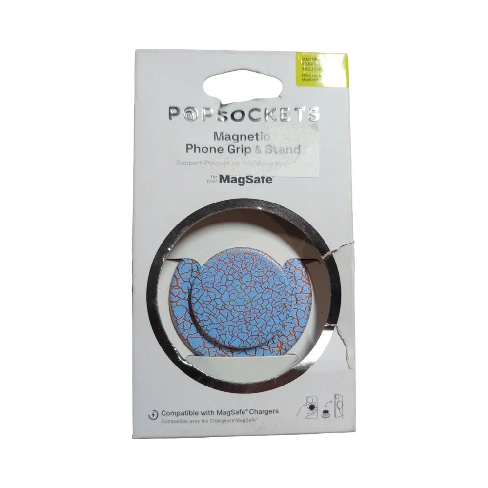 2-O PopSockets PopGrip Magnetic Phone Grip & Stand MagSafe - Orange Blue Crackle